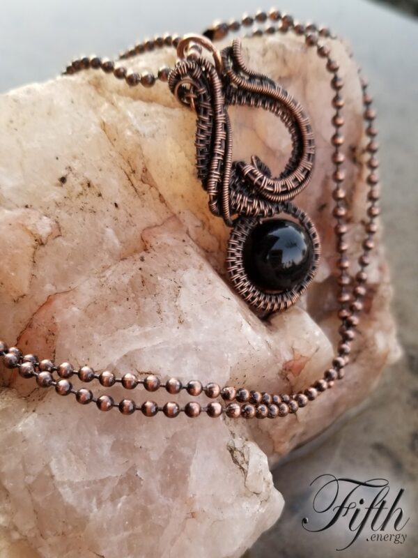 Obsidian Copper Necklace Fifth Energy Jewelry