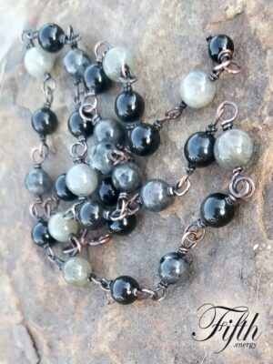 Obsidian Larvikite Labradorite Necklace Fifth Energy Jewelry