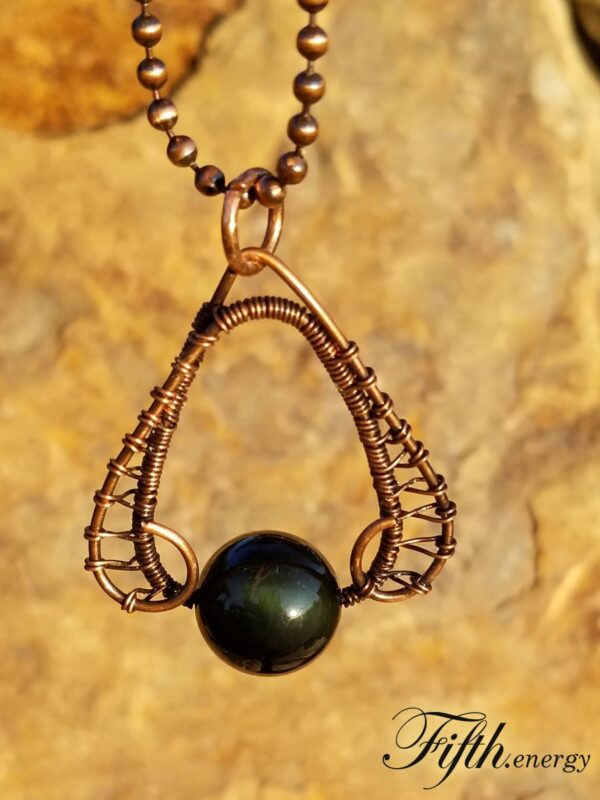 Rainbow Obsidian Copper Necklace Fifth Energy Jewelry