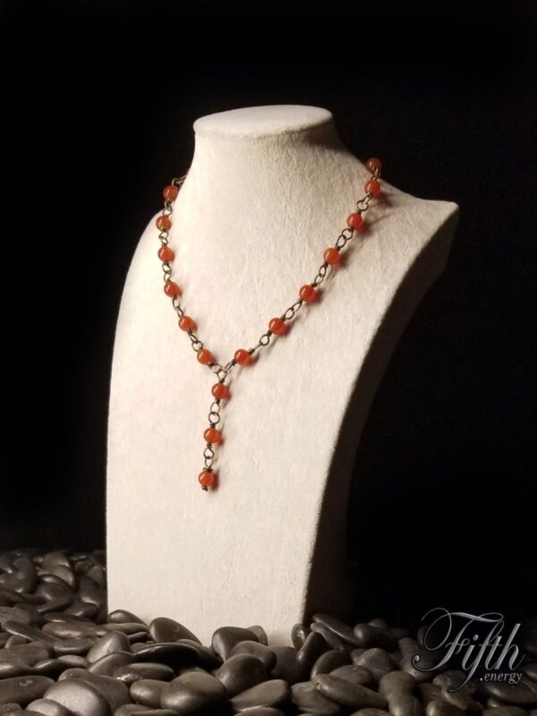 Red Carnelian Copper Chain Necklace Fifth Energy Jewelry