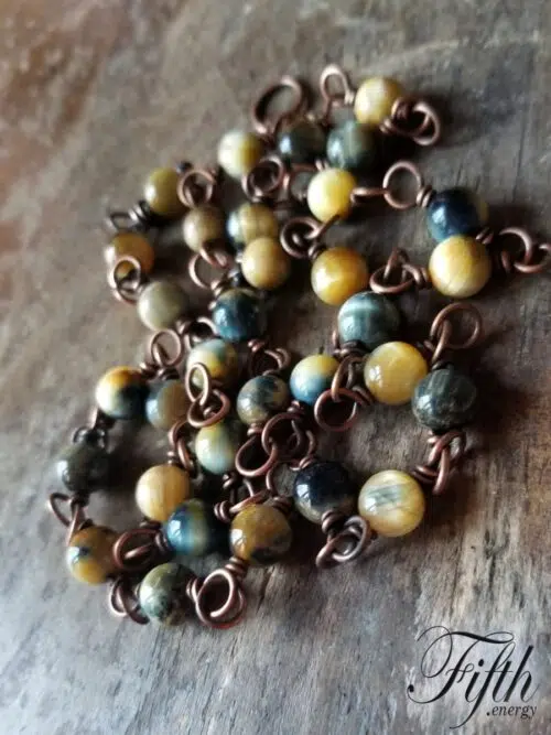 Blue Yellow Tigers Eye Necklace Fifth Energy Jewelry