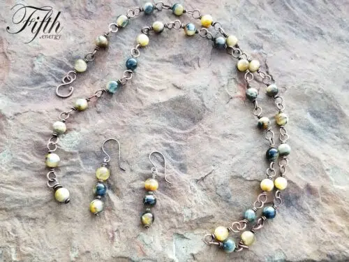 Blue Yellow Tigers Eye Necklace Fifth Energy Jewelry