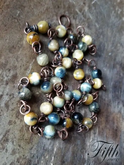 Blue Yellow Tigers Eye Necklace Fifth Energy Jewelry