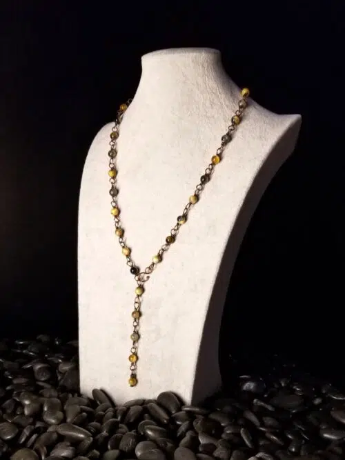 Blue Yellow Tigers Eye Necklace Fifth Energy Jewelry