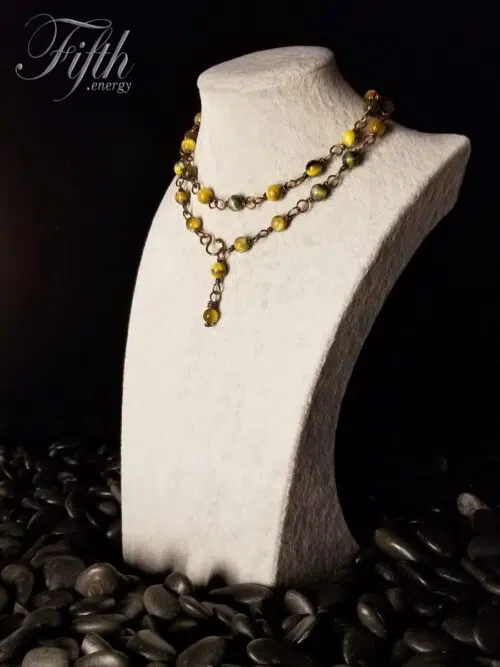 Blue Yellow Tigers Eye Necklace Fifth Energy Jewelry
