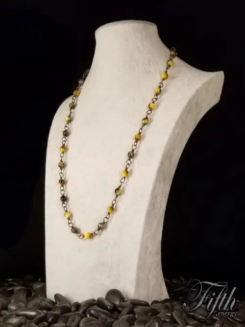 Blue Yellow Tigers Eye Necklace Fifth Energy Jewelry