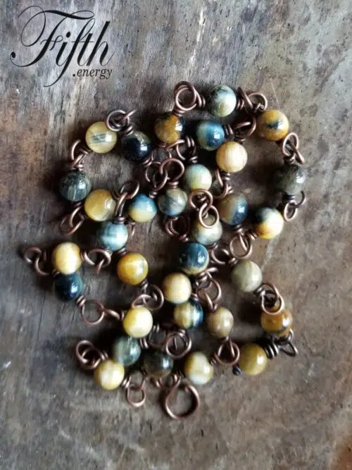 Blue Yellow Tigers Eye Necklace Fifth Energy Jewelry