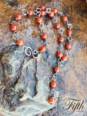 Red carnelian copper chain necklace fifth energy jewelry
