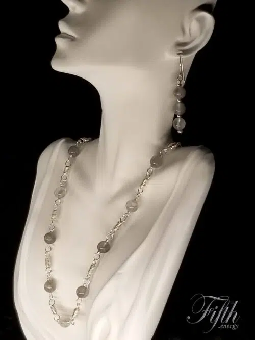 Silver Gray Quartz Necklace Fifth Energy Jewelry