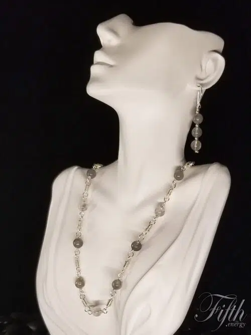 Silver Gray Quartz Necklace Fifth Energy Jewelry