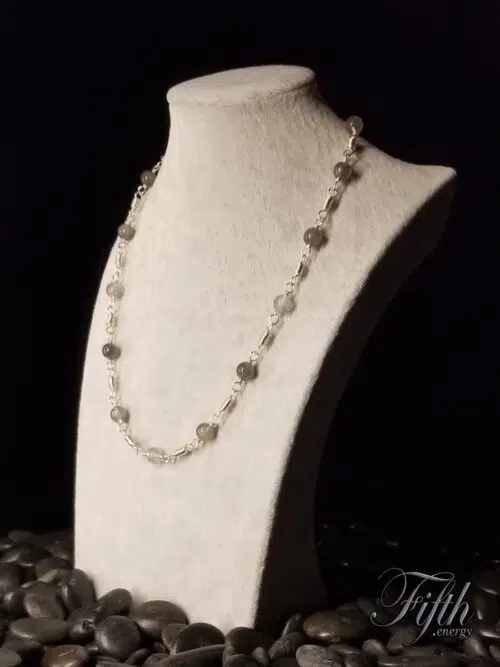 Silver Gray Quartz Necklace Fifth Energy Jewelry