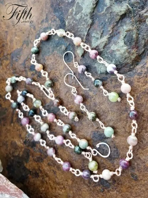 Tourmaline on Copper Chain Fifth Energy Jewelry