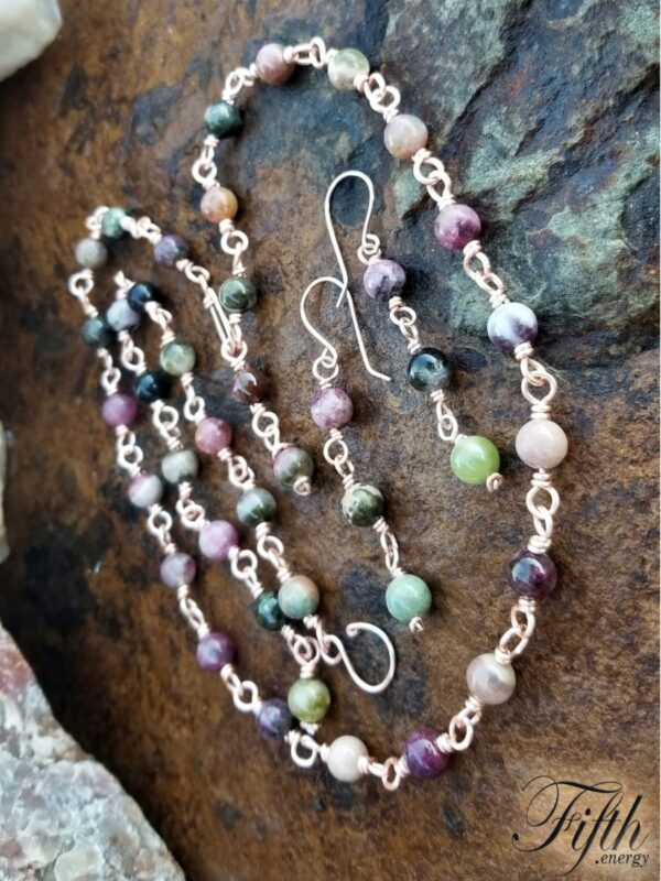 Tourmaline on Copper Chain Fifth Energy Jewelry