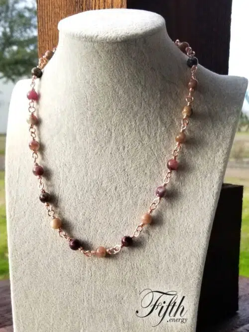 Tourmaline on Copper Chain Fifth Energy Jewelry