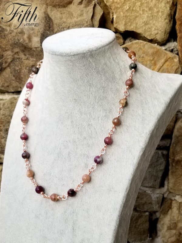 Tourmaline on copper chain fifth energy jewelry