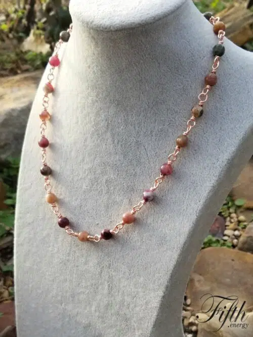 Tourmaline on Copper Chain Fifth Energy Jewelry