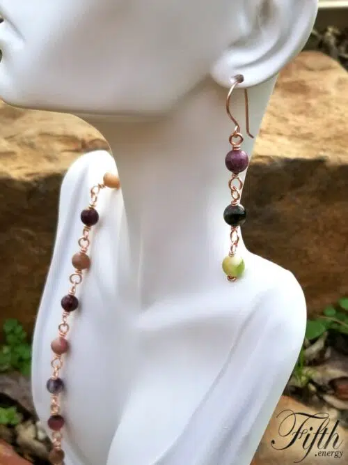 Tourmaline on Copper Chain Fifth Energy Jewelry