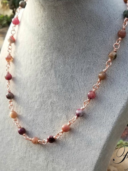 Tourmaline on Copper Chain Fifth Energy Jewelry