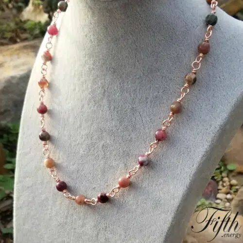 Tourmaline on Copper Chain Fifth Energy Jewelry