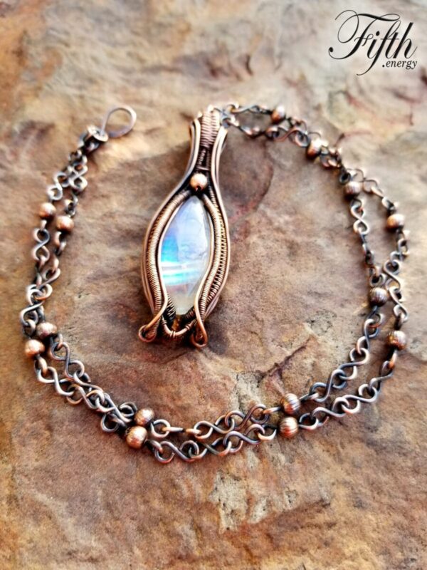 Blue Flash Moonstone Necklace Fifth Energy Jewelry 2
