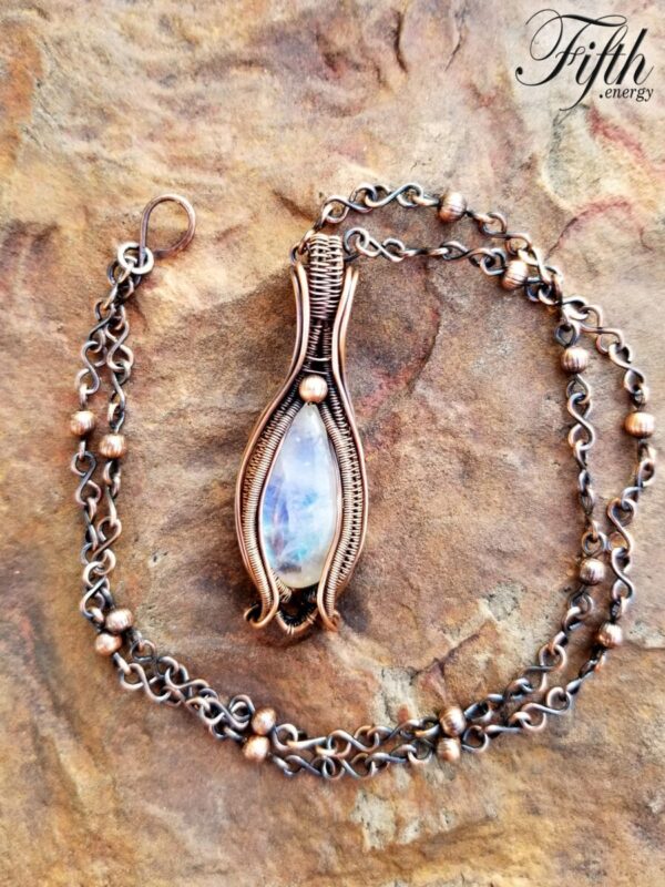Blue Flash Moonstone Necklace Fifth Energy Jewelry 3
