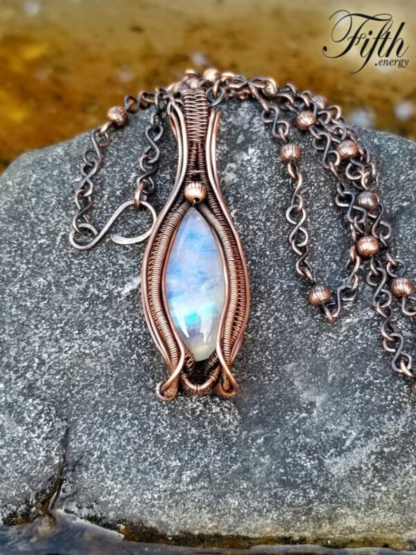 Blue Flash Moonstone Necklace Fifth Energy Jewelry 4