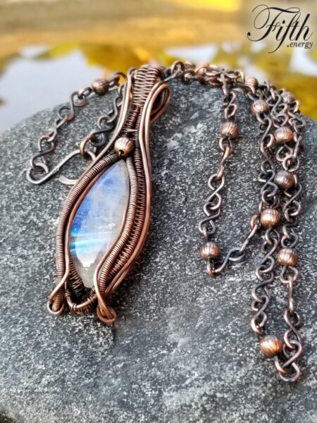 Blue Flash Moonstone Necklace Fifth Energy Jewelry 5