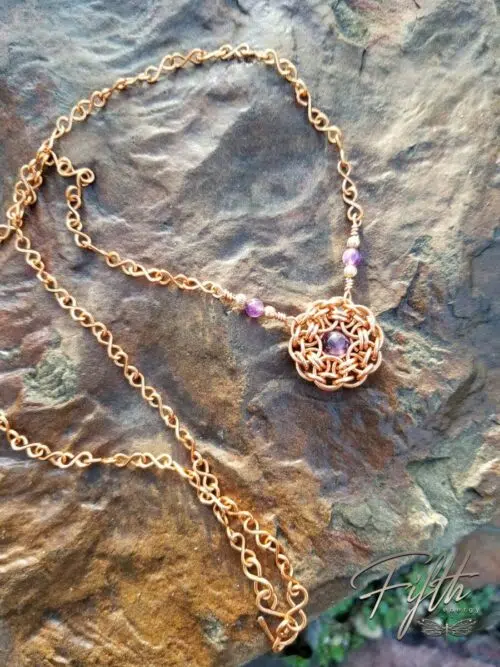 Amethyst Flower Necklace Copper Fifth Energy Jewelry