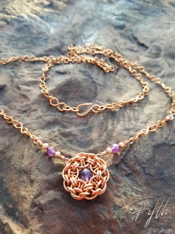 Amethyst flower necklace copper fifth energy jewelry 2