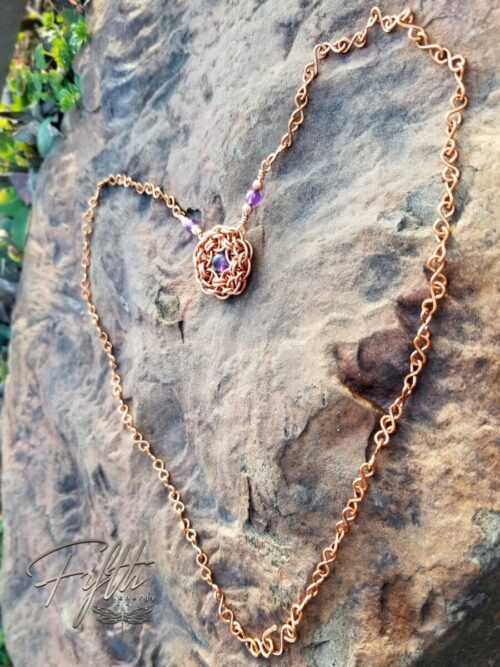 Amethyst flower necklace copper fifth energy jewelry