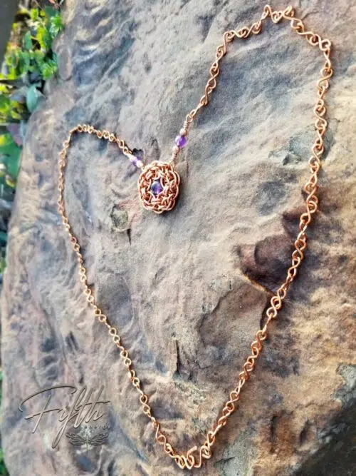 Amethyst Flower Necklace Copper Fifth Energy Jewelry