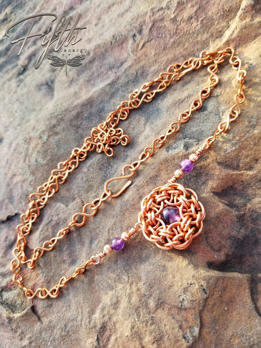 Amethyst flower necklace copper fifth energy jewelry