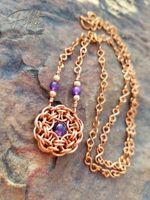 Amethyst flower necklace copper fifth energy jewelry 4