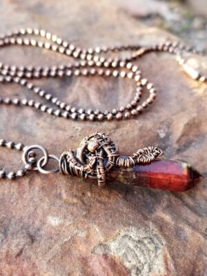 Serpent Wrapped Dragon Blood Jasper Point Necklace Fifth Energy Jewelry