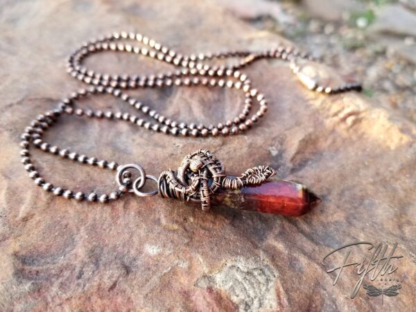 Serpent Wrapped Dragon Blood Jasper Point Necklace Fifth Energy Jewelry