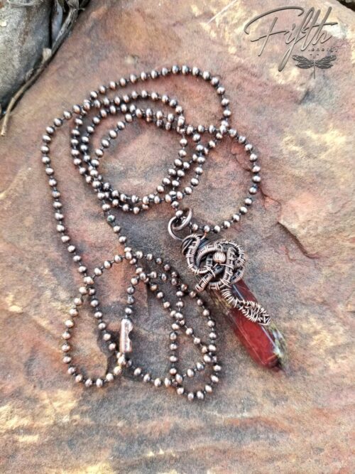 Serpent Wrapped Dragon Blood Jasper Point Necklace Fifth Energy Jewelry 3