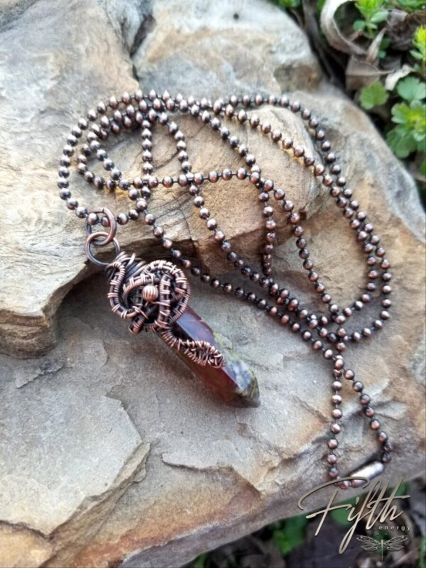 Serpent Wrapped Dragon Blood Jasper Point Necklace Fifth Energy Jewelry 5