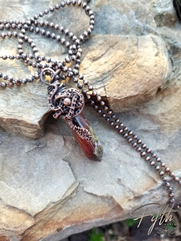 Serpent Wrapped Dragon Blood Jasper Point Necklace Fifth Energy Jewelry 7