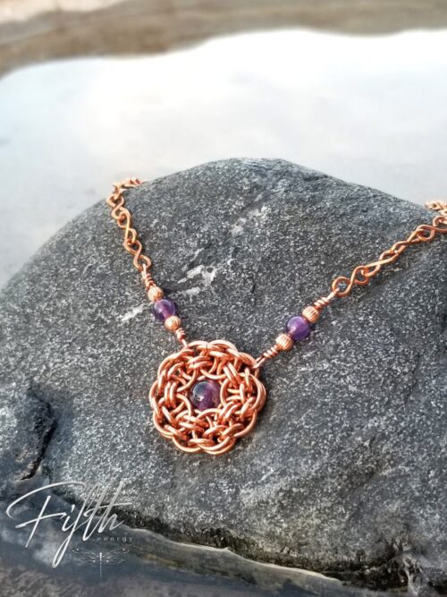 Amethyst flower necklace copper fifth energy jewelry 5