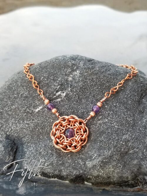 Amethyst flower necklace copper fifth energy jewelry 6