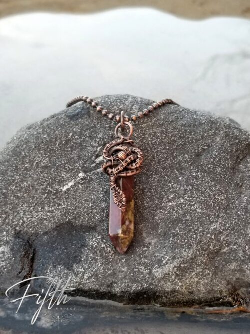 Serpent Wrapped Dragon Blood Jasper Point Necklace Fifth Energy Jewelry 8
