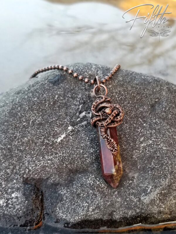 Serpent Wrapped Dragon Blood Jasper Point Necklace Fifth Energy Jewelry 9