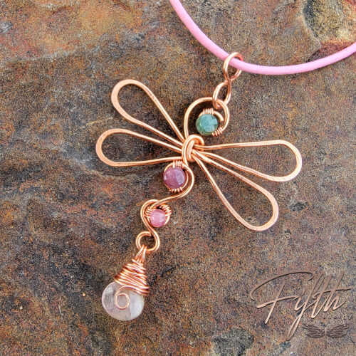 Green & Pink Whimsical Tourmaline Dragonfly