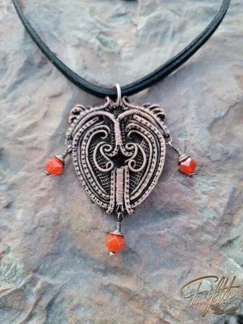 Carnelian Copper Heart Choker Fifth Energy Jewelry