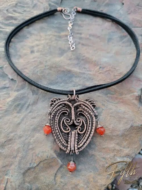 Carnelian Copper Heart Choker Fifth Energy Jewelry