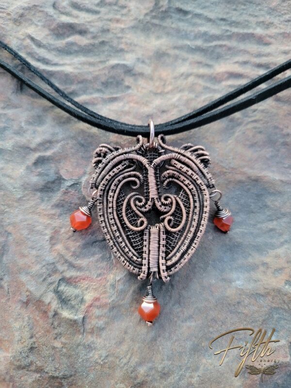 Carnelian copper heart choker fifth energy jewelry