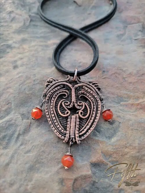 Carnelian Copper Heart Choker Fifth Energy Jewelry