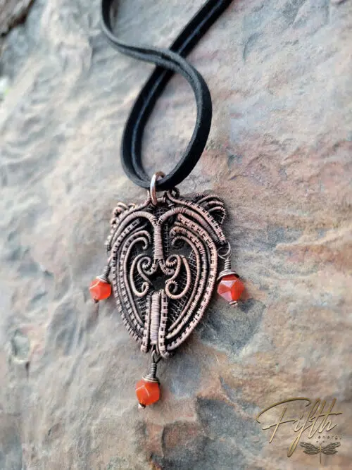 Carnelian Copper Heart Choker Fifth Energy Jewelry