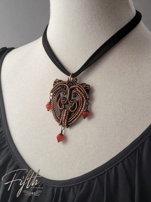 Carnelian Copper Heart Choker Fifth Energy Jewelry