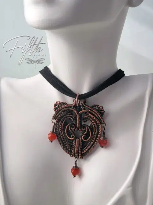 Carnelian Copper Heart Choker Fifth Energy Jewelry